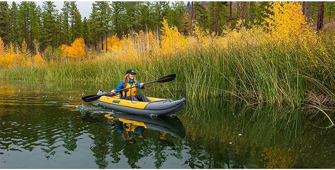 Advanced Elements - Island Voyage 2 Inflatable Kayak - Recreational Convertible Kayak - for 1 or 2 Person - 11 ft - Yellow