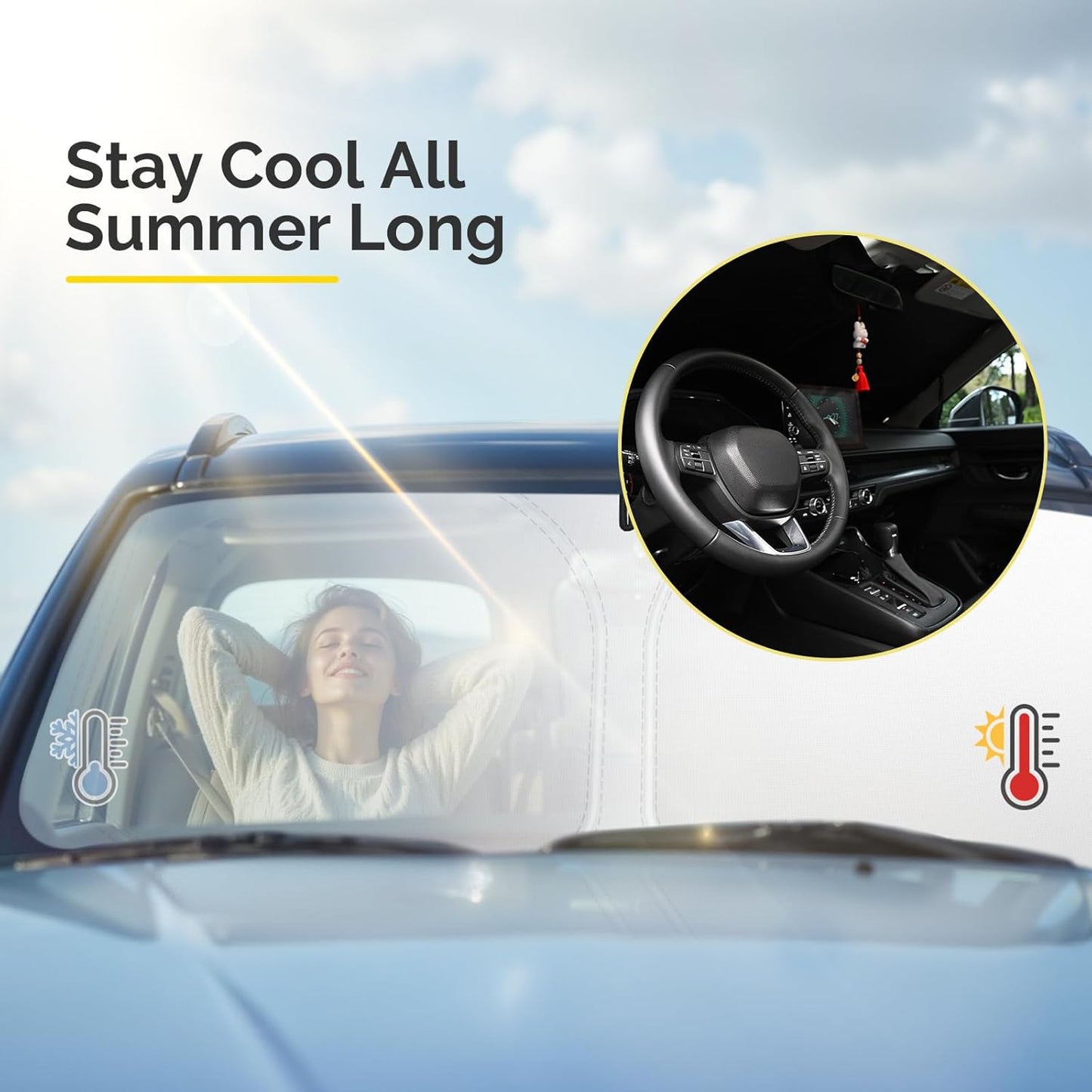 Car Windshield Sun Shade Compatible with 2014-2024 2025 Jeep Grand Cherokee Accessories Foldable Front Window Sunshade Custom Windshield Sun Visor