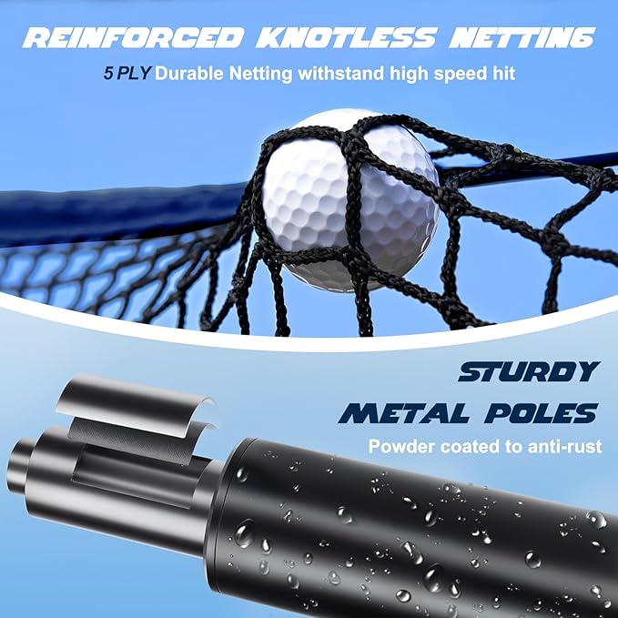 Golf Cage Practice Hitting Net,10x7ft Heavy Steel Frame with 2 Net Side Barriers,for Backyard Driving Chipping Swing Training, Home Range for Indoor& Outdoor.