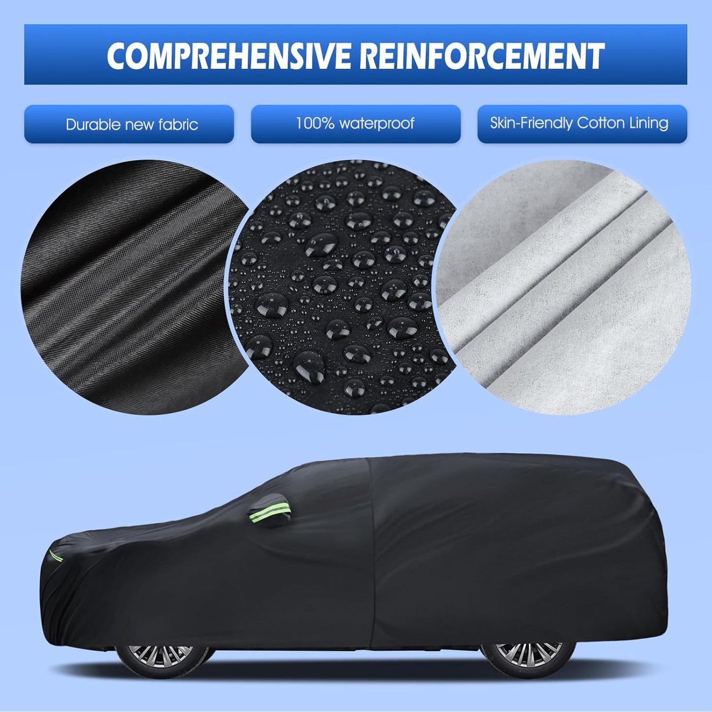 Car Cover Custom Fit for Toyota Highlander 2001-2025, Migaven Waterproof Full Exterior Cover Sun Rain Protection with Door Zipper and Cotton Lining