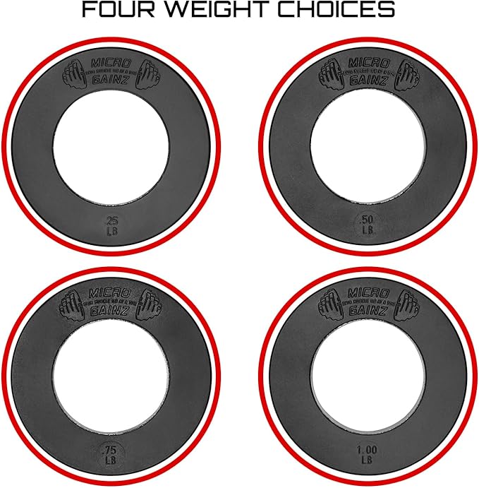 Micro Gainz Calibrated Fractional Weight Plates Set, 8 Piece Olympic Weight Plates Set with Bag, Designed for Olympic Barbells for Strength Training and Micro Loading, Made in USA