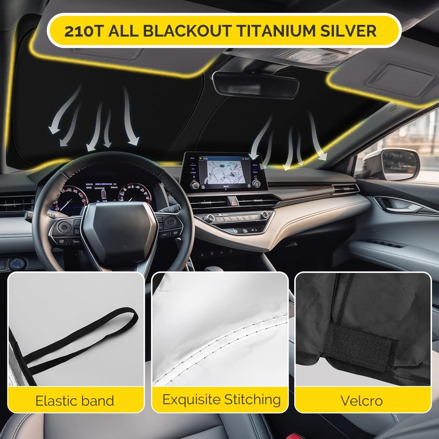 Car Windshield Sun Shade Compatible with 2020 2021 2022 2023 2024 2025 Kia Telluride Accessories Foldable Front Window Sunshade Custom Windshield Cover Sun Visor