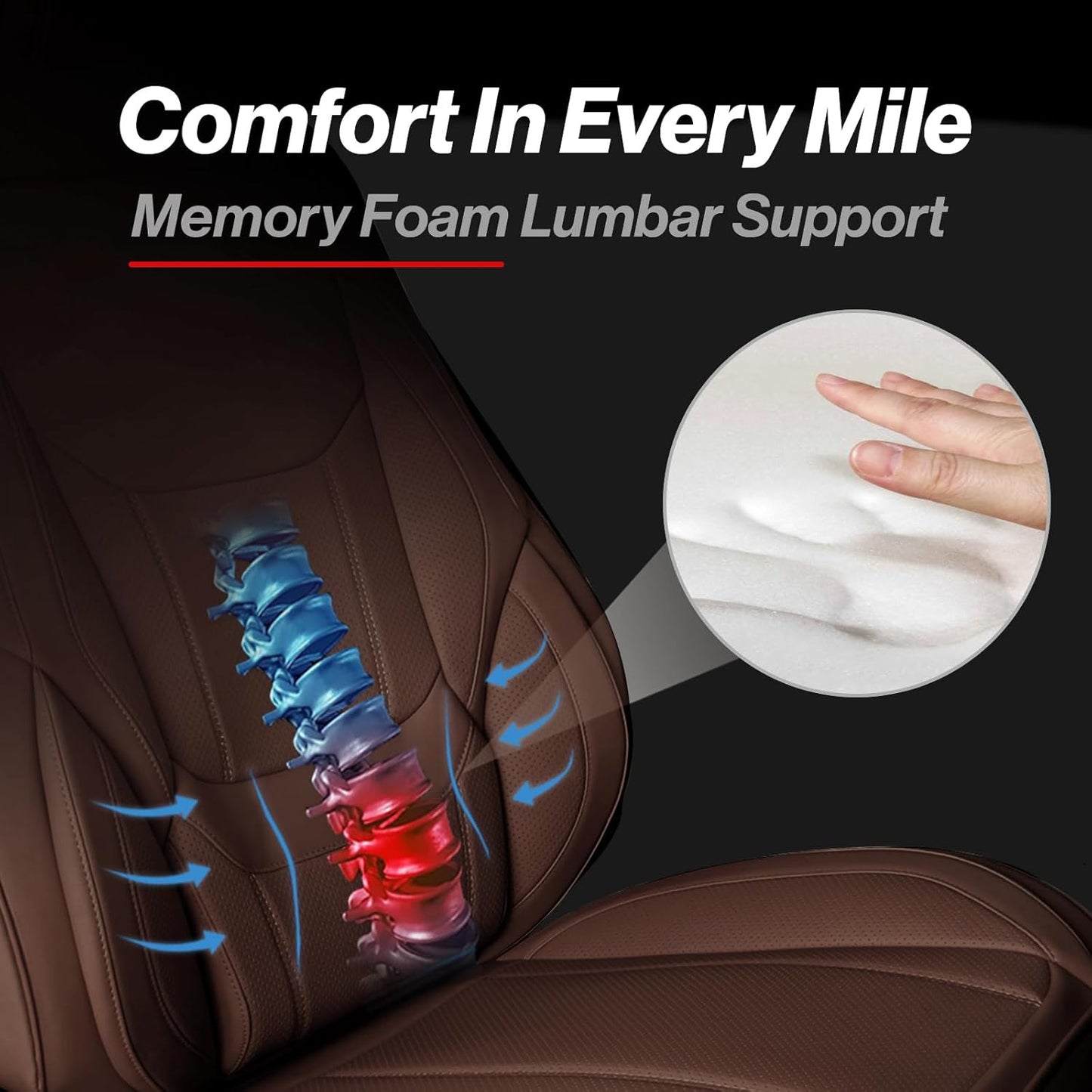 Coverland Custom Car Seat Covers Compatible with 2016-2025 Titan Crew Cab - Premium Leather Non-Slip Memory Foam Waterproof Cover Interior Protector Full Set-Dark Brown [See Size Chart-Size X118]