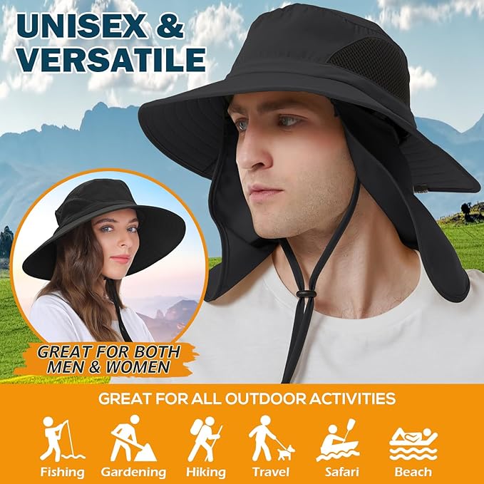 EINSKEY Wide Brim Sun Hat, UPF 50+ UV Protection Waterproof Packable Bucket Hat for Men & Women, Fishing Hiking Beach Garden