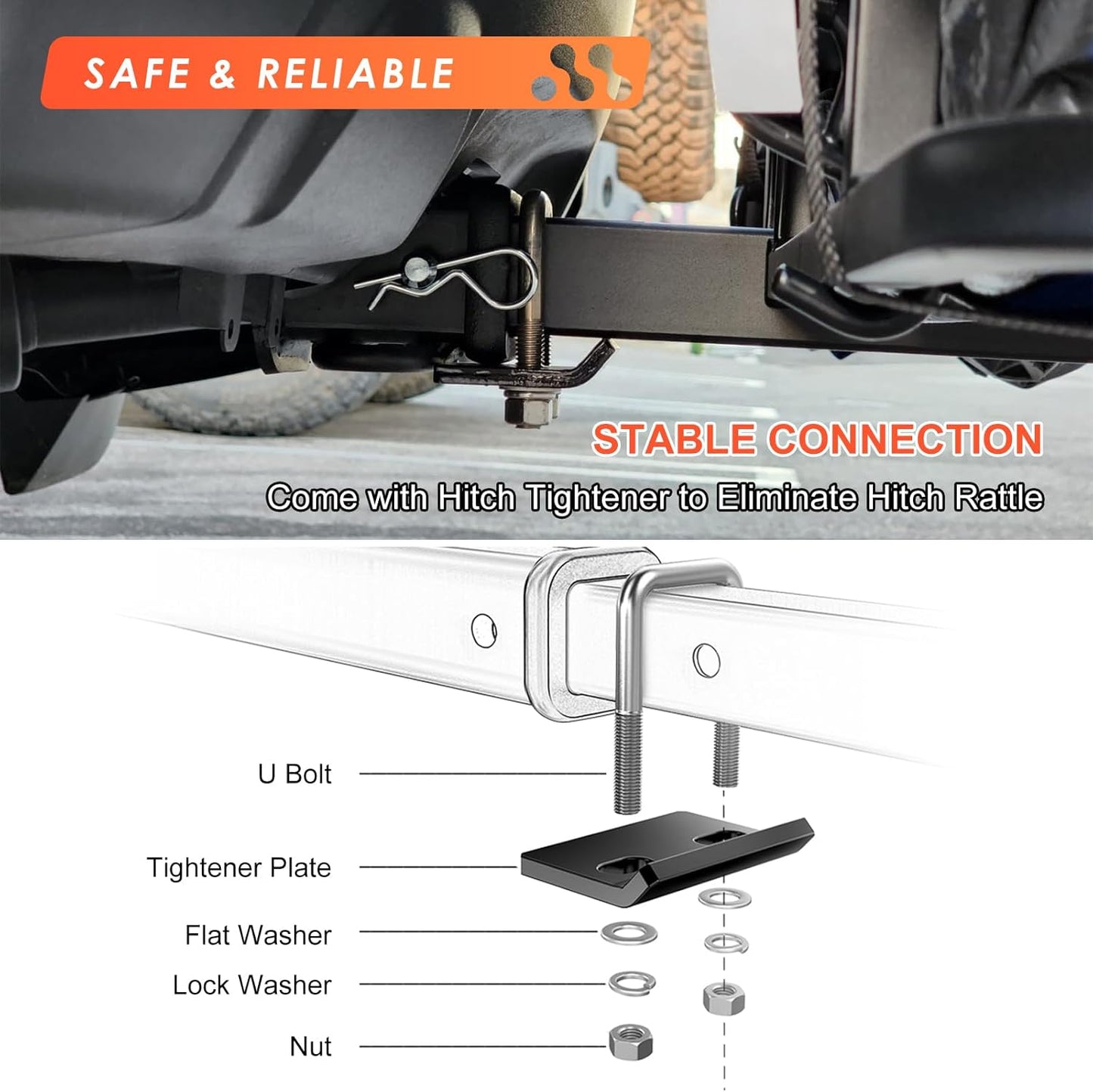 MeeFar Hitch Mount Cargo Carrier Basket 53" x19" x 5"+Waterproof Cargo Bag (51" x17"x 18"), Hauling Weight Capacity of 500 Lbs fit on 2 Inch Receiver with Hitch Stabilizer,Net and Straps