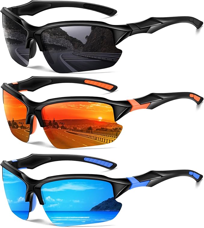 Sports Polarized Sunglasses for Men Cycling Running Fishing UV Protection Sun Glasses Lightweight Half Frame Goggles