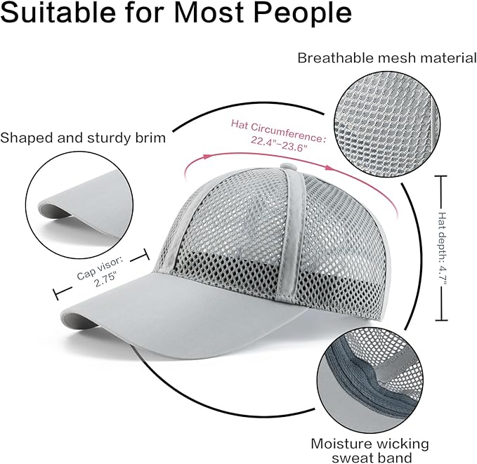 VOBOOM Breathable Full Mesh Baseball Cap for Men, Women, Lightweight Trucker Hats Outdoor Sports Wear