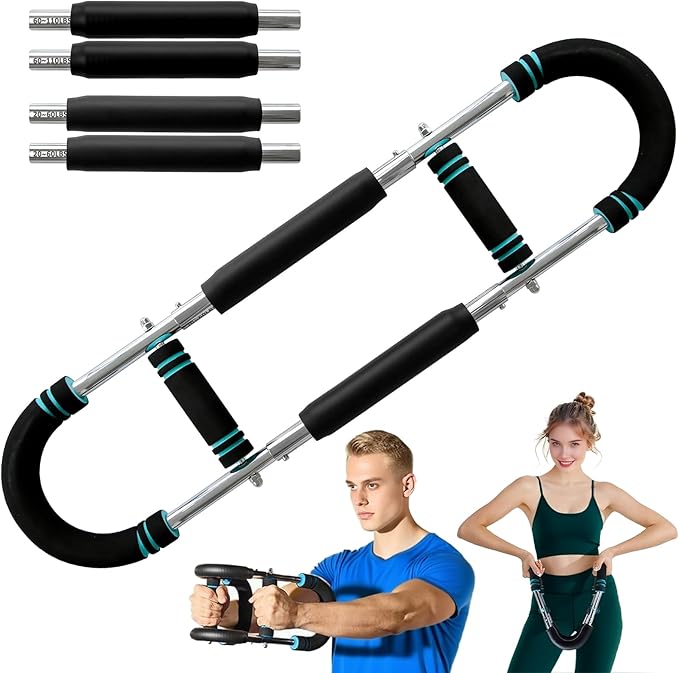 VVOKGO Twister Arm Trainer with 4 Spring for Men & Women, 20-110lb Adjustable Chest Workout Equipment, Shoulder Arm Strength Exerciser, Portable Power Twister Bar, Detachable Design Fitness Anywhere