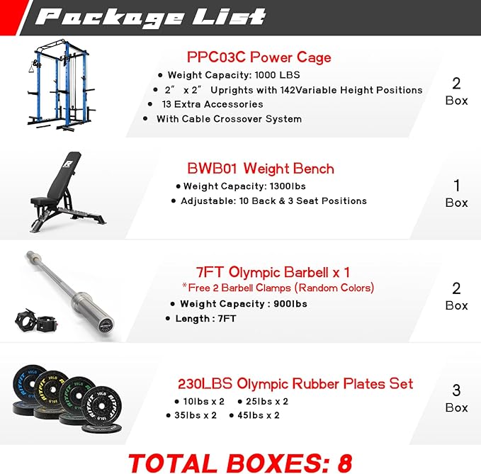 RitFit Power Cage with Optional LAT PullDown/Cable Crossover, 1000LB Squat Rack for Home & Garage Gym, with Weight Storage Rack and More Training Attachments, ASTM-Certified