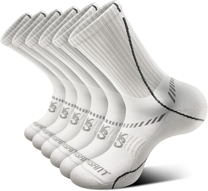 BULLIANT Compression Socks for Men 6Pairs, Athletic Crew Socks Cushioned For Men Sports Running-Arch Support