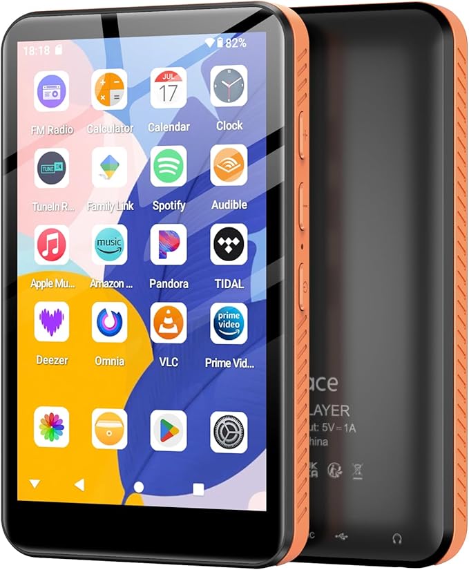 160GB MP3 Player with Bluetooth and WiFi, Android 13 MP3 & MP4 Player with 4" Touchscreen and Speaker, 4GB RAM & 32GB ROM, Spotify Music Player with Audible, FM Radio, Amazon Music, Play Store