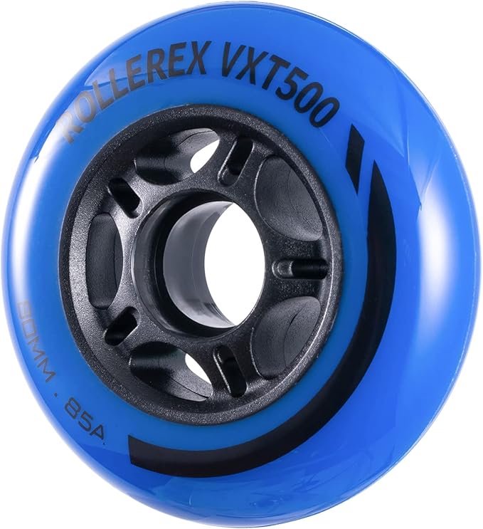 Rollerex VXT500 Inline Skate Wheels – 2-Pack (Optional Bearings, Spacers and Washers) - Durable Replacement Roller Blade Wheels for Indoor & Outdoor Skating (Deep Sea Blue, 80mm)