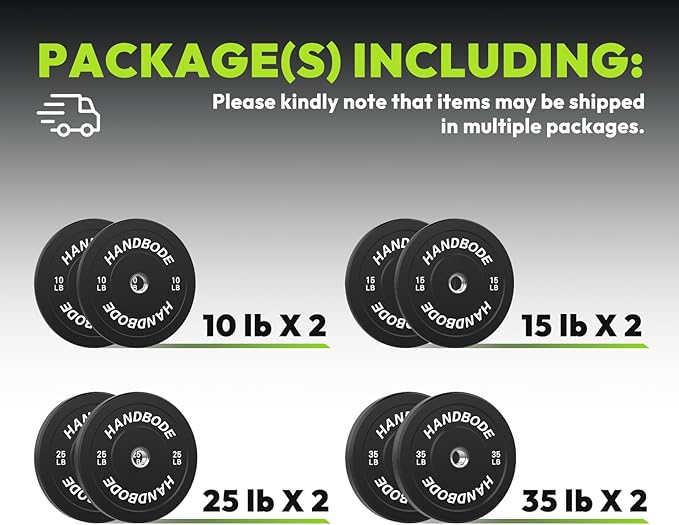 Bumper Plates 2 - Inch Olympic Weight Plate Set for Barbell, 10-55 lb Rubber Weights Sets for Home Gym, Strength Training Plate, Weight Lifting, Black
