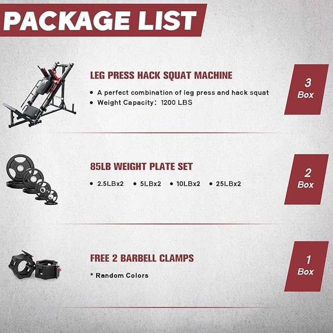 RitFit Adjustable Leg Press and Hack Squat Machine with Weight Plate Set, Professional Home Gym Equipment with Linear Bearings, Specialized for Complete Lower Body Workouts and Weight Storage Posts