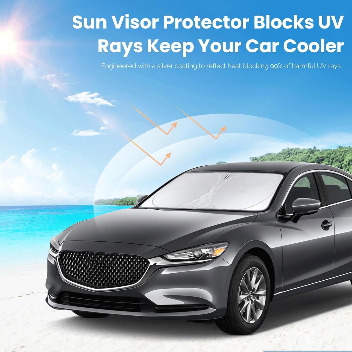 Custom Fit Mazda 6 Windshield Sunshade for Mazda 6 2014-2021 Mazda6 Accessories Front Window Shades Cover for Windshield Sun Visor Protector 210T Reflector Block Heat Protector Blocks UV Rays