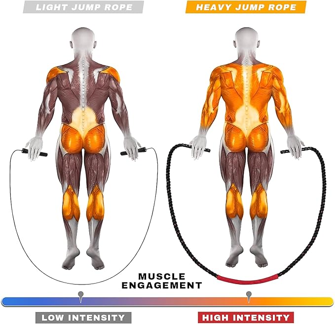 Jump Rope, Weighted Jump Rope for Men & Women, 2.2 lb 2.5 lb 2.8 lb 5.5 lb Heavy Exercise Jumpropes for Fitness Home Gym Workout Equipment for Improve Strength, Building Muscle, Power Training