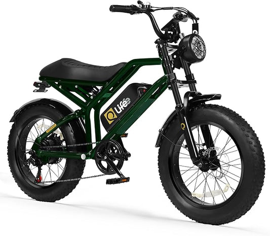 Qlife Electric Bike for Adults-1500W Peak Motor 20" Fat Tires 28MPH(Unlock to 35MPH) EBike Moped, 624-1248Wh Removable Battery Bicycle, with Dual Suspension & Brakes Motorcycle, 7-Speed,Spark