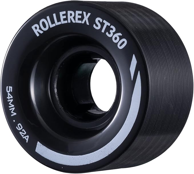 Rollerex ST360 92A Roller Skate Wheels (8-Pack) (Color Options) - Indoor Outdoor - Use for Quad Skate Wheel Replacement (Steel Black)