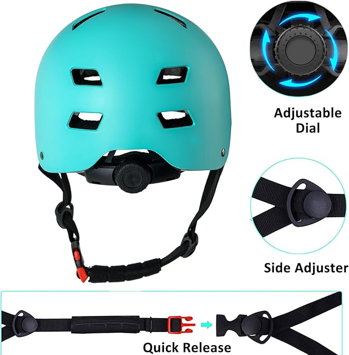 Bike Helmet 3 Sizes for Teenager Kids Youth Adults,Bavilk Skateboard Helmet Adjustable Multi-Sport Bicycle Cycling Scooter Roller Skate Inline Skating Rollerblading for Girls Boys Women Men Teen