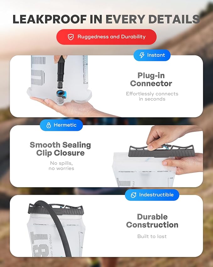 UTOBEST Hydration Bladder,TPU Water Bladder,Water Bladder for Hiking Backpack,BPA Free,Wide Opening,Leak-Proof,Water Reservoir for Hiking Cycling Camping Running