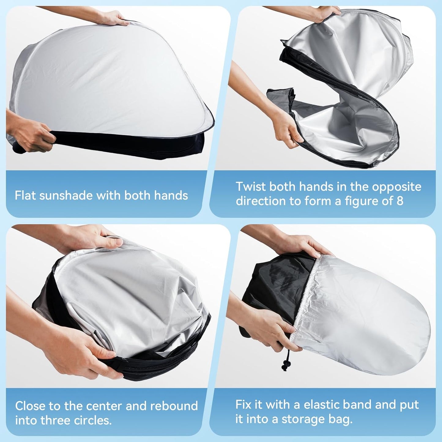 Car Windshield Sun Shade, 300T Thickened Car Window Shades Heat Reflective Interior Cool, Universal Fit for Most Cars SUVs Trucks, Foldable & Portable Design (for Tesla Model 3/Y (57'' × 37''))