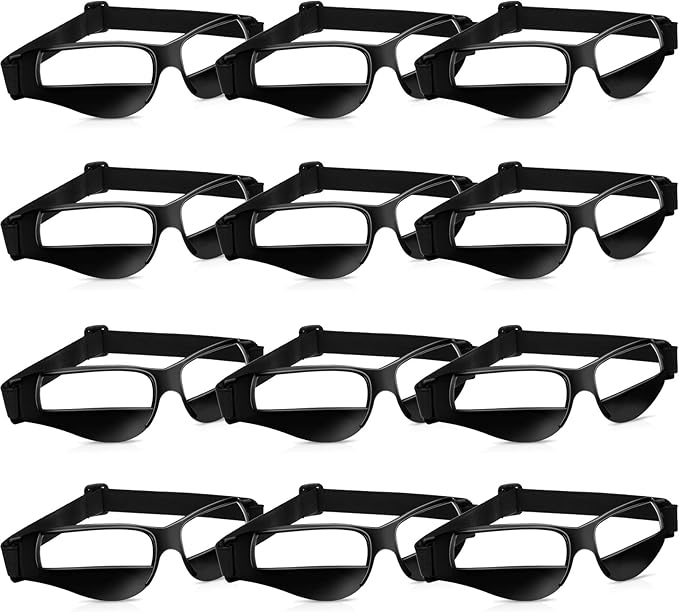 Weewooday 12 Pack Basketball Dribbling Goggles Adjustable Sport Training Glasses Aid for Team Training Aid Basketball Equipment Safety Specs for Adult Teenagers Youth, 8.5 x 2 Inch