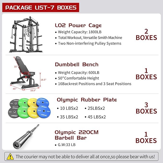 Power Cage,1600lbs Multi-Function Power Rack with Adjustable Cable Crossover System and More Training Attachment, Weight Cage for Home Gym