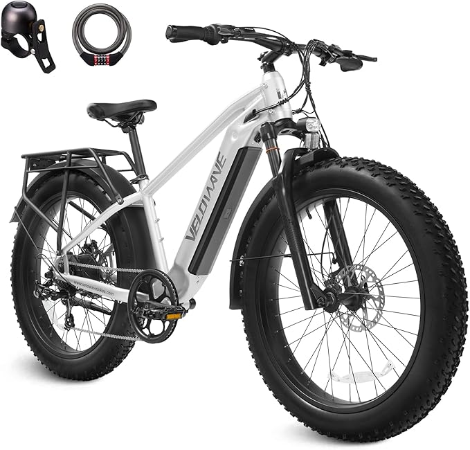 VELOWAVE Electric Bike for Adults Peak 1200W BAFANG Motor 28MPH Mountain Ebike 48V 15Ah Removable LG Cells Battery 26'' Fat Tire E Bike Shimano 7-Speed