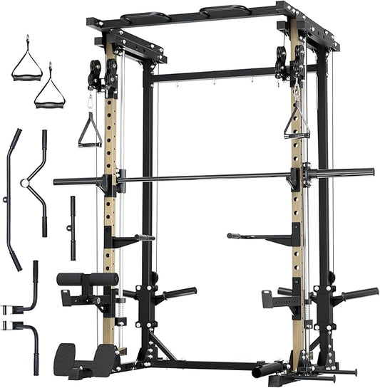 Major Fitness Drone3 Smith△ Machine – All-in-One Home Gym Squat Rack with Weight Bar, Cable Crossover Machine – Heavy-Duty Fitness Equipment for Strength Training and Full-Body Workouts