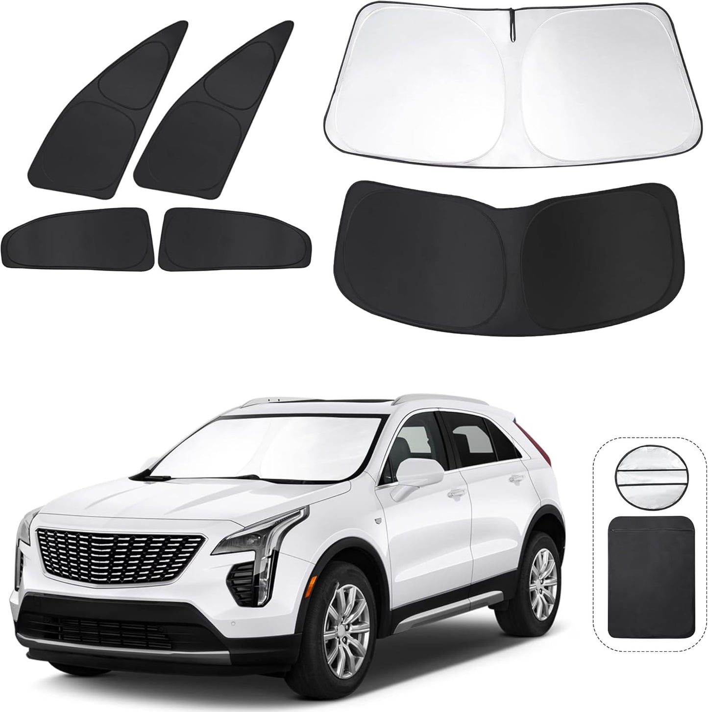 TINGLU Window Shades for Cadillac XT4 2019-2024 2025 Accessories Car Side Full Windows Windshield Sun Shade Sun UV Rays & Privacy Protection for Camping,Napping,and Relaxing 6PCS