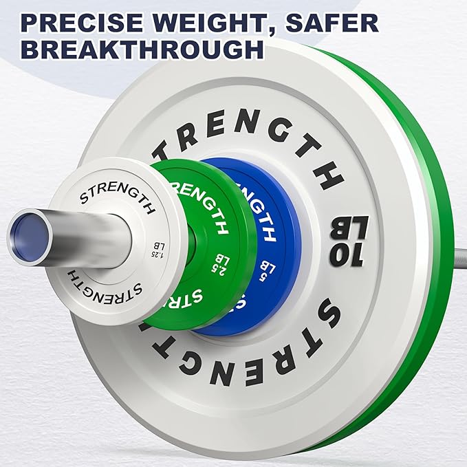 Olympic Rubber Bumper Weight Set - 2 Inch Barbell Plates for Home Gym Strength Training