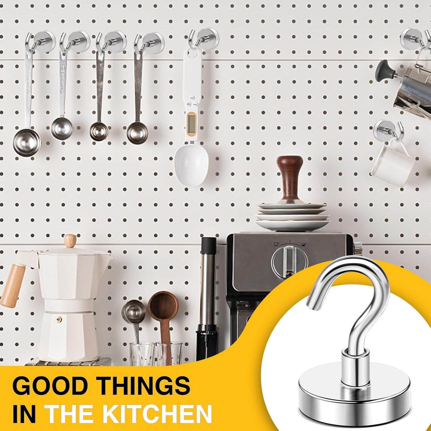 DIYMAG Magnetic Hooks, 118 LB Heavy Duty Strong Magnet with Hook, Rare Earth Neodymium Magnets for Hanging, Magnetics Hanger for Curtain, Home, Kitchen, Workplace, 20 Packs