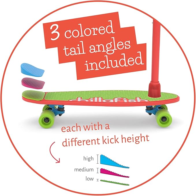 Chillafish Skatieskootie Customizable Training Skateboard and Lean-to-Steer Scooter with Detachable Stability Handlebar, Ages 3+