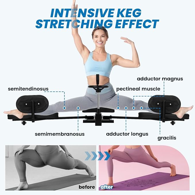 Leg Stretcher, Split Machine for Flexibility Training 240 Degree Adjustable, Steel Frame Hamstring Stretcher with Adjustable Seat Backrest, Home Gym Equipment for Adults Kids