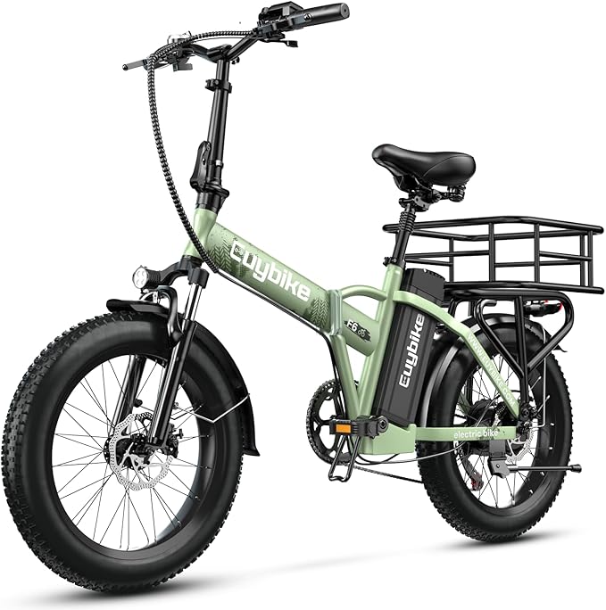 1000W Folding Electric Bike, 48V 20AH Large Removable Battery E Bike, 30+MPH, 80 Miles Max Range, 20" Fat Tire Electric Bike for Adults, Adult Electric Bicycles for Commute Beach Snow
