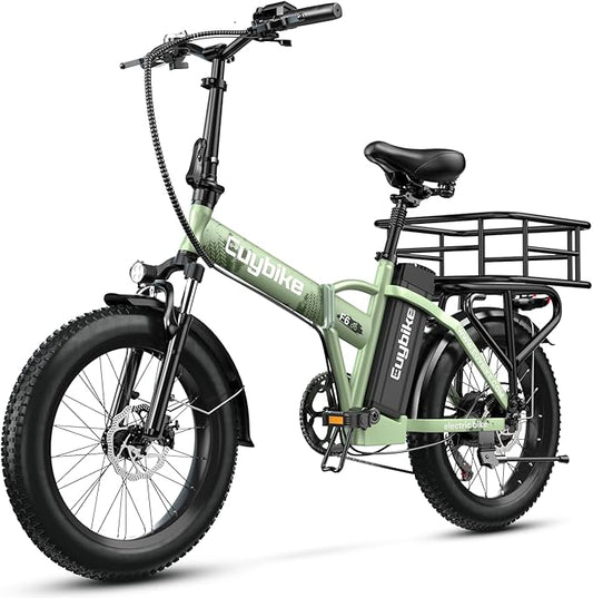 1000W Folding Electric Bike, 48V 20AH Large Removable Battery E Bike, 30+MPH, 80 Miles Max Range, 20" Fat Tire Electric Bike for Adults, Adult Electric Bicycles for Commute Beach Snow