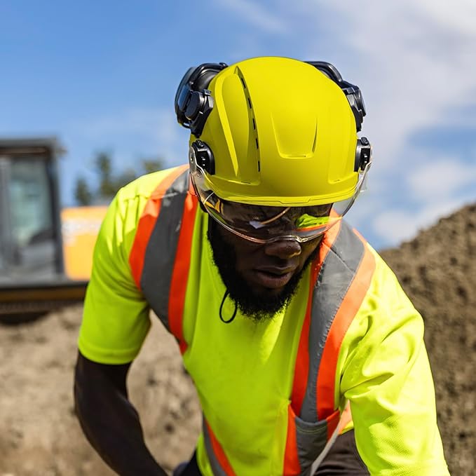 GE Safety Helmet: ANSI Type 2 Class G & E, Advanced Impact Technology, Ultra Comfortable Memory Foam, Heat Stress Reduction, Compatible with Accessories, Adjustable Size OSHA Approved