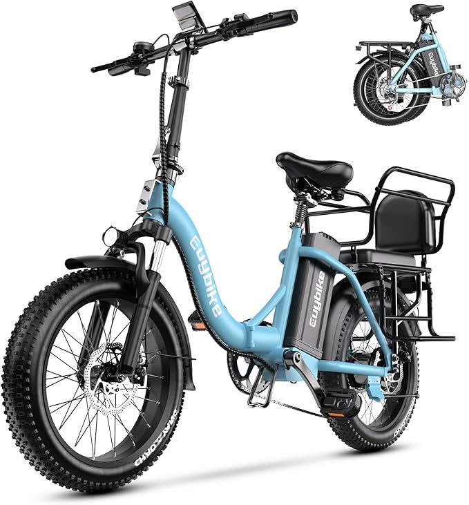 Foldable Electric Bike for Adults, Peak 1000W Brushless Motor 30MPH 70Miles City Commuter Ebike, 48V 20AH Lithium Battery, 20" Fat Tire 7-Speed E-Bicycle with Front Suspension Colourful LCD Display