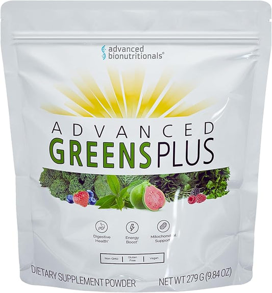 Advanced Greens Plus Powdered Superfood Formula 50 Fruits, Vegetables, Herbs, and Superfoods - Vegan, Vegetarian - 9.84 OZ - 279 g