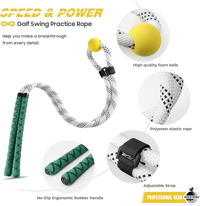 Golf Rope Swing Trainer, Golf Tyro Posture Corrector Professional Golf Training Aid, Master Tempo Golf Warm-Up Practice Equipment with Weighted Ball for Golfers of All Levels