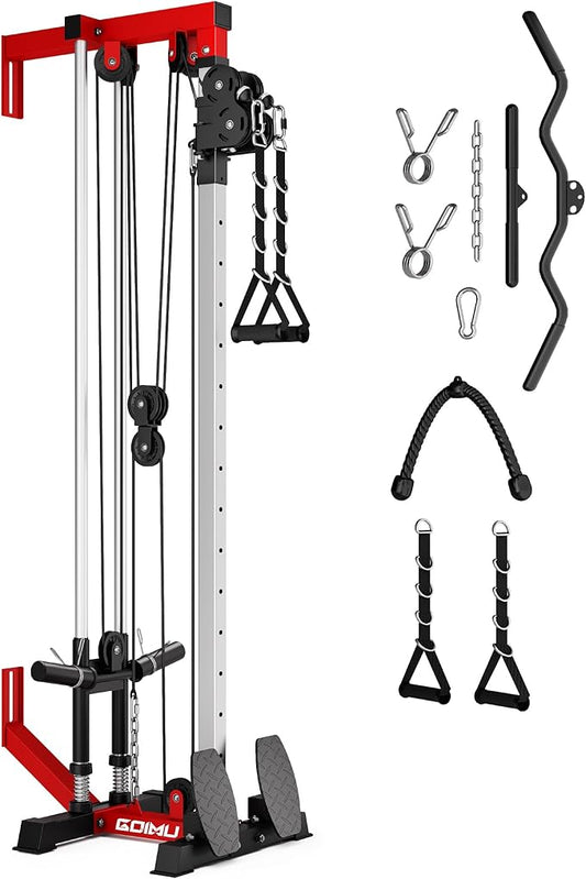 Wall Mount Cable Station, WM1 Cable Crossover Machine with 17 Positions, High and Low Cable Crossover Machine with Removable Footplate for Garage Home Gym