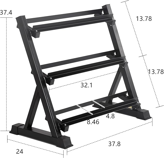 PayLessHere Dumbbell Rack 3 Tier Weight Storage Organizer Racks with Solid Steel Holder & 1000lbs Capacity For Home Gym, Black