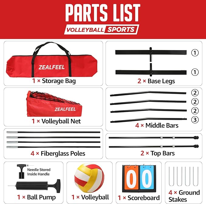 Volleyball Net, 12FT Training Set with 3-Level Adjustable Height (8'/7.4'/6.6'), Freestanding Portable Practice Net for Backyard, Serving & Spiking Drills, with Carry Bag for Outdoor & Indoor