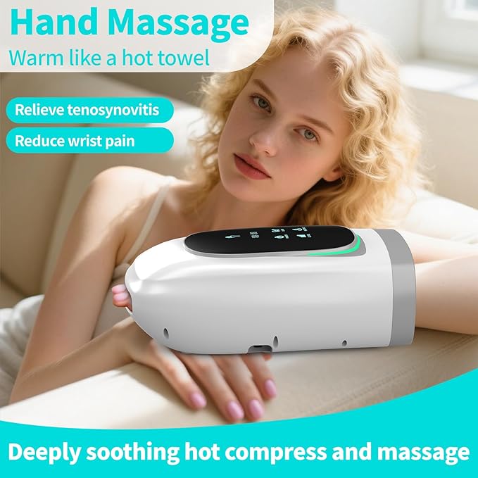 Hand Massager, Cordless Hand Massager with Heat and Compression for Arthritis and Carpal Tunnel, 3 Modes, 5 Intensity Levels, 15-Minute Timer