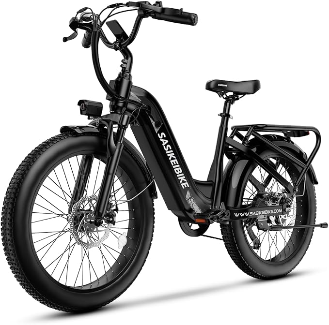 1500W Motor Peak Electric Bike for Adults and Teenagers, 48V 20AH Removable Battery Step Thru EBike, 30+MPH, 80 Miles Max Range, 24" Fat Tire Adult Electric Bicycles for 7 Speed