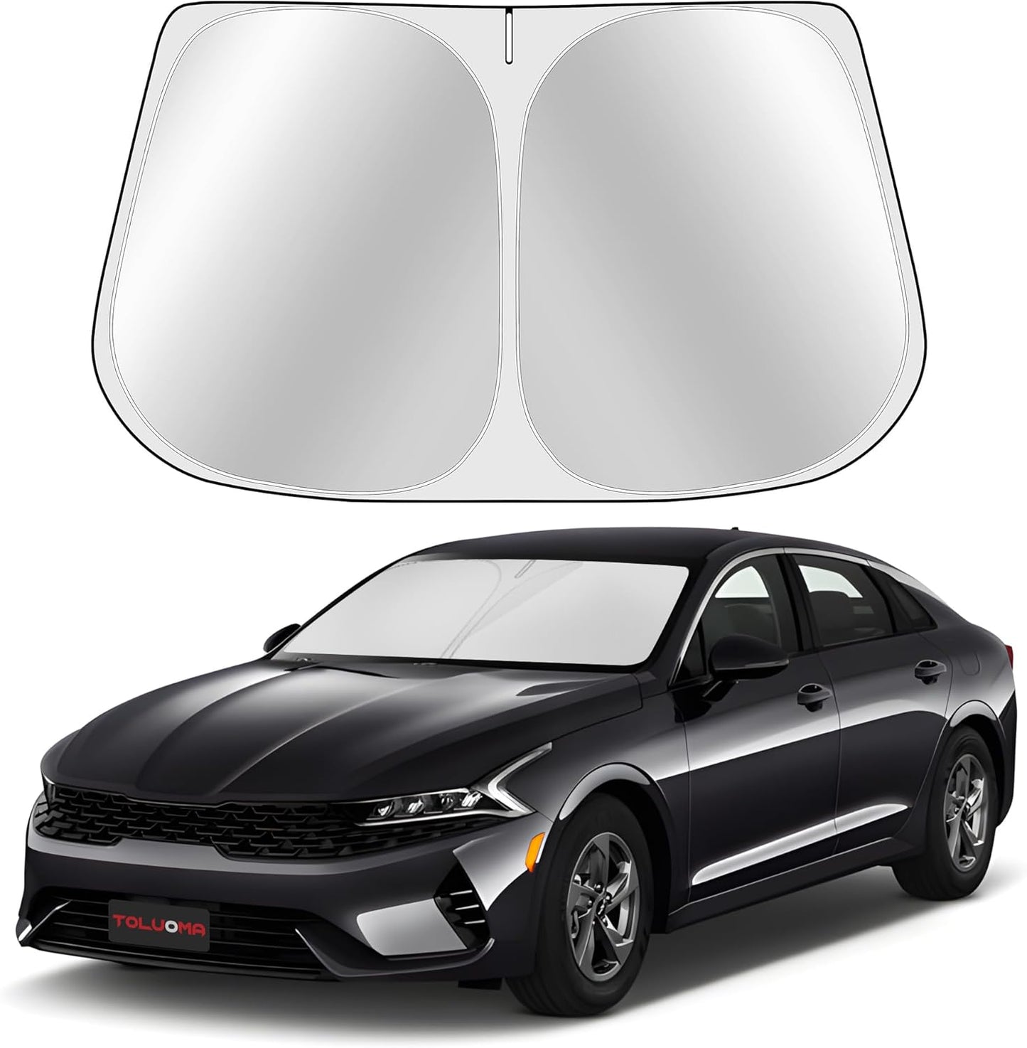 Custom Fit Windshield Sun Shade for Kia K5 2021-2025/H-yun-dai Sonata 2020-2025 Full Coverage, 210T Reflective Fabric, Double-Layer Design - Blocks 99% UV Rays, Easy to Install and Store