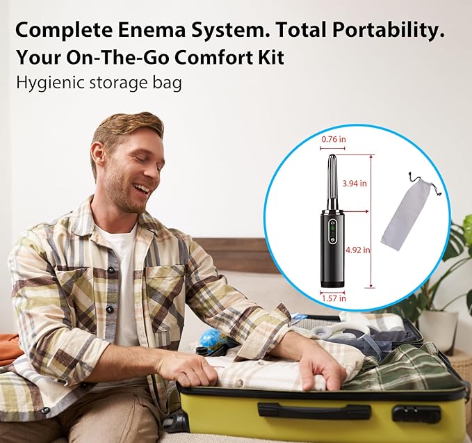 Upgrade Enema Anal Douche , Waterproof Touch Control, Enemas-Douches for Men & Women Colon Cleanse, Shower Enema Bulb-Bottles Kit, Electric Rotating Nozzle, Pressure Spray, Two Douching Modes