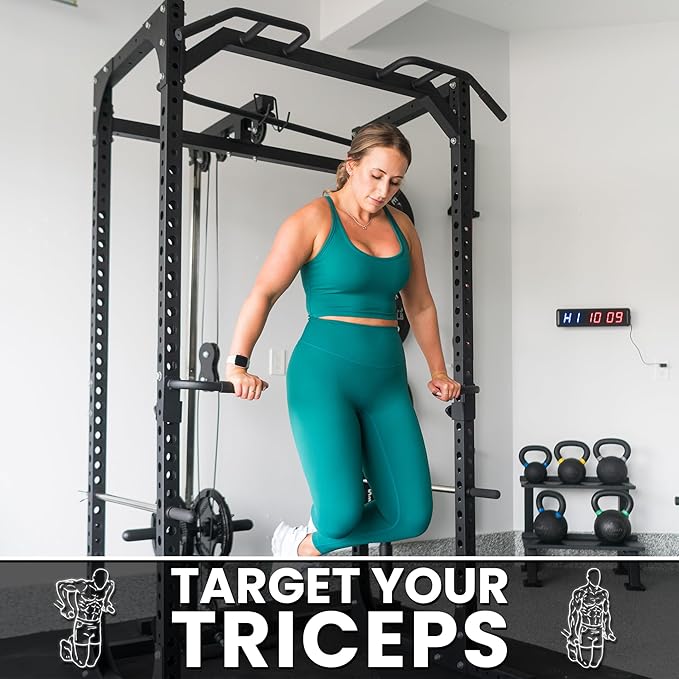 Synergee Dip Station Set of 2 Dip Bar Attachments for Power Racks. Compatible with 2x2 Tube Racks with 1" Holes. Max Capacity 350lbs.