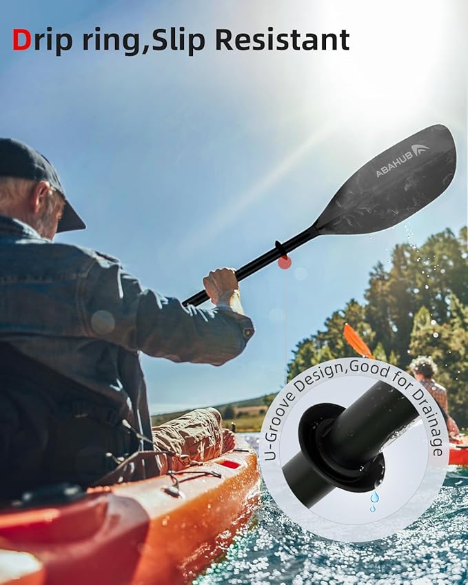 Abahub Adjustable Kayak Paddle 210-230 cm/ 230-250 cm Floating Kayaking Oars Boating Oars Canoeing Oars Black