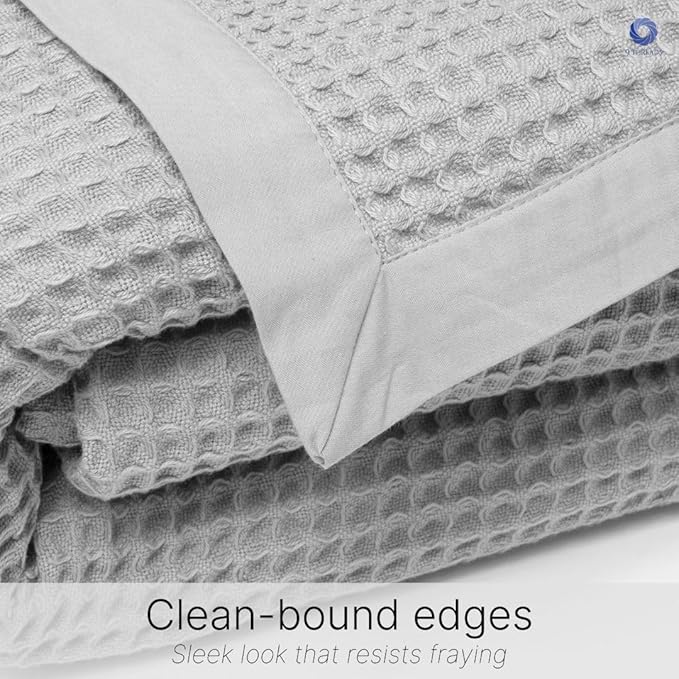 GOTS Certified Organic Cotton Waffle Weave Blanket, Twin Bed Size, 66"X90"Cozy Throw Blanket for Couch, Modern Home Decor, Throw Blankets,Waffle Blanket & Soft Bed Blankets -Scottish Grey